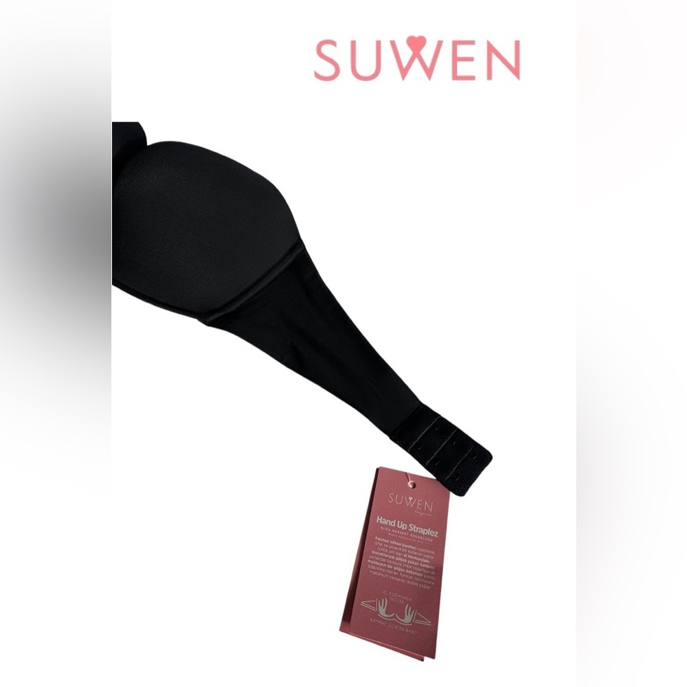 SUWEN Strapless Black Seamless Adhesive Bandeau Bra - Picture 7 of 9